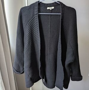 Madewell 100% Merino Wool Black Waffle Knit Chunky Cardigan Sweater XS/S